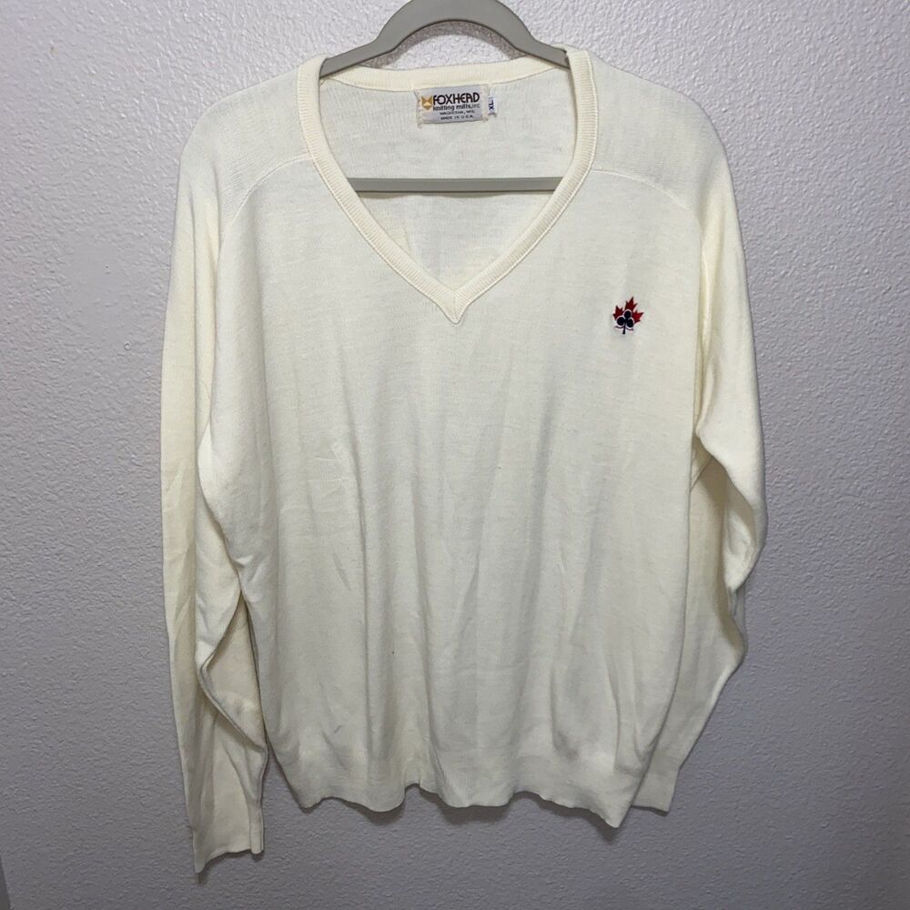 VTG Foxhead Men’s V-Neck Sweater Size XL Yellow Canadian Club